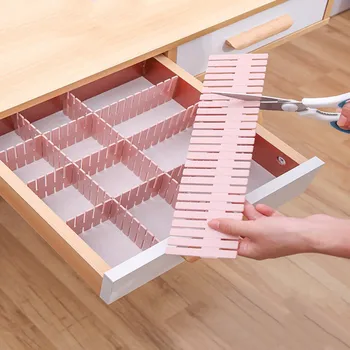 

Drawer Partition DIY Storage Rack Free Combination Partition Board Space Saving Partition Storage Tool Thickened Plastic 4pcs