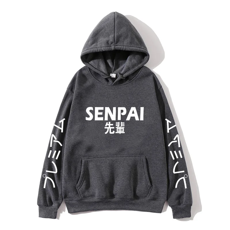Mode japanse уличная одежда SENPAI толстовка с капюшоном Meerdere Kleur Mannen Vrouwen толстовки Trui sudadera hombre - Цвет: Dark gray