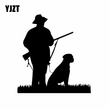 

YJZT 14.6X15.7CM Creative Vinyl Decal Hunter Dog Hunting Art Car Sticker Decor Black/Silver C24-1426