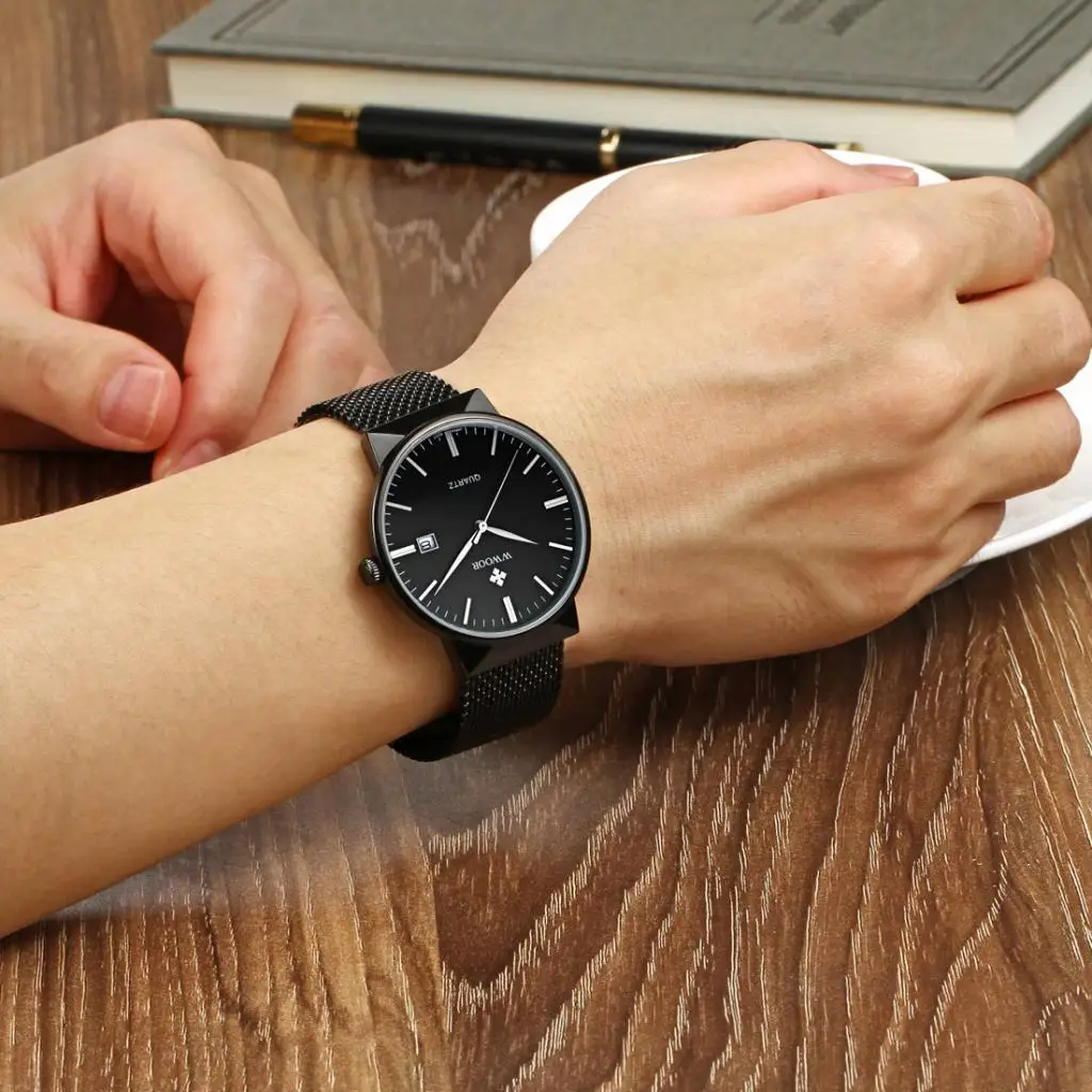 

Men's Quartz Watch Casual Business Dress Wristwatch Waterproof 3ATM - Metal Mesh Strap Watch for Boys Gifts