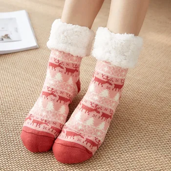 

New Christmas Socks Women Winter Warm Cotton Socks Print Thicker Anti-slip Floor Sock Carpet Socks Calcetines Mujer