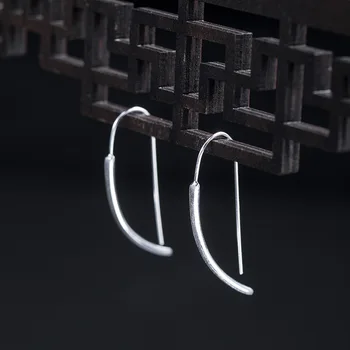 

Acecare 925 silver personality silver long earrings female 2020 new wave simple temperament net red ins cold wind earrings