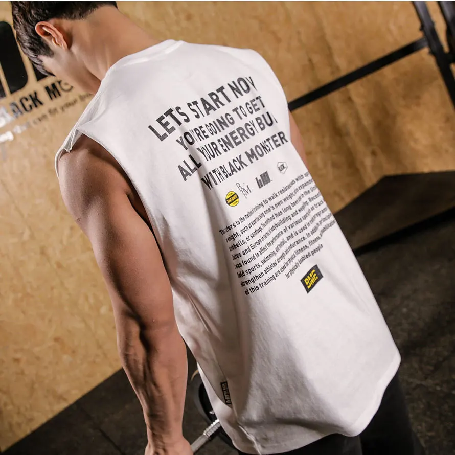 Майка для фитнеса, популярная марка, высокая уличная одежда, свободный крой, чистый хлопок, впитывает влагу, баскетбольный жилет, тренировочные Топы