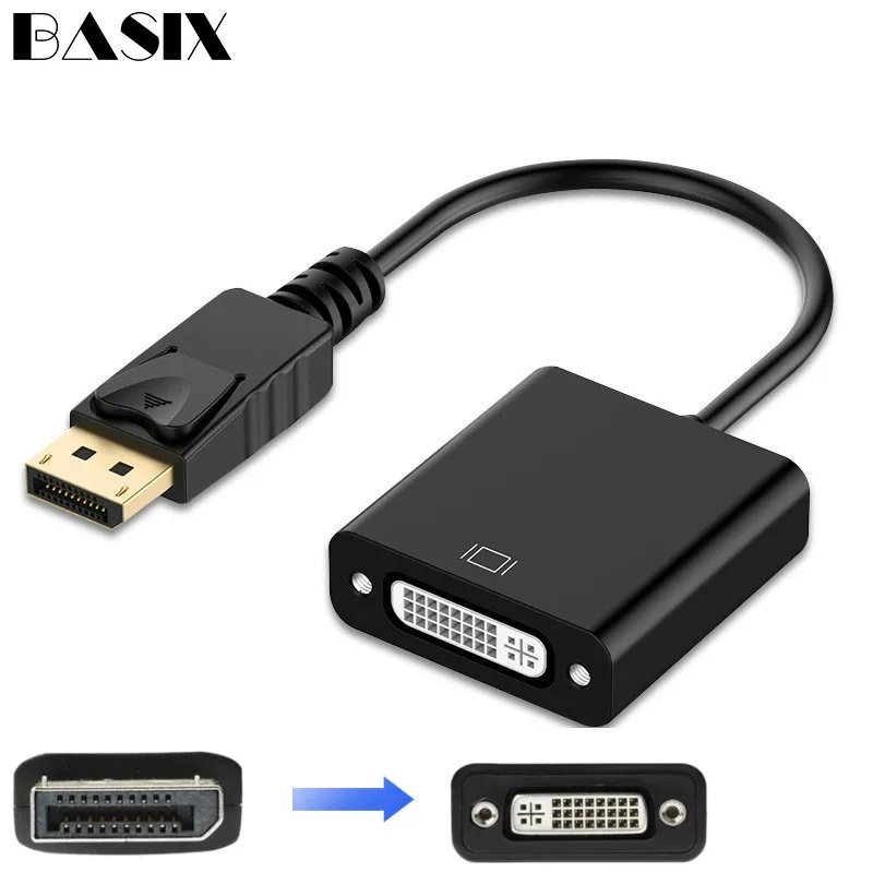 Переходник Basix DP DVI 1080P порт дисплея к Кабель адаптер штырь гнездо для мониторов и