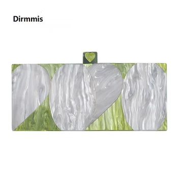 

2020 New Brand Fashion Wallet Women Acrylic Handbag White Green Patchwork Woman Evening Bags Luxury Pearl Bag Vintage Box Clutch