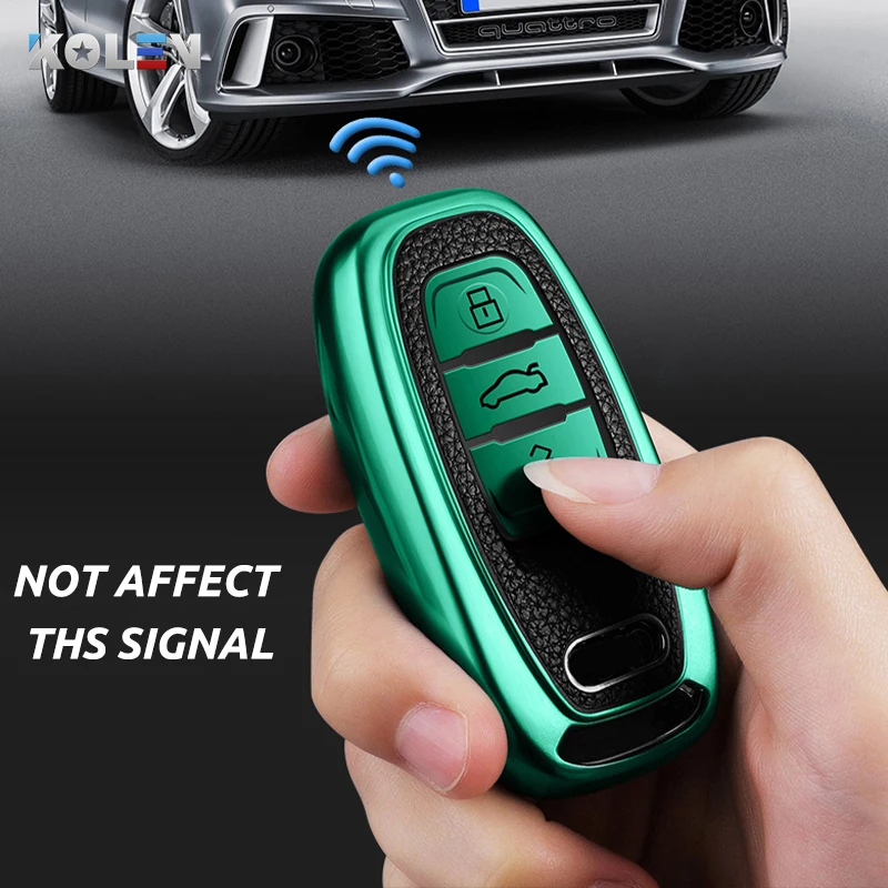 Custodia per chiave a distanza per auto in pelle TPU Shell per Audi A1 A2 A3 A4 A5 A6 A7 A8 Q3 Q5 Q7 Quattro accessori senza chiave Car Styling - H0c9370187e8345fdaa78c411cab29601X