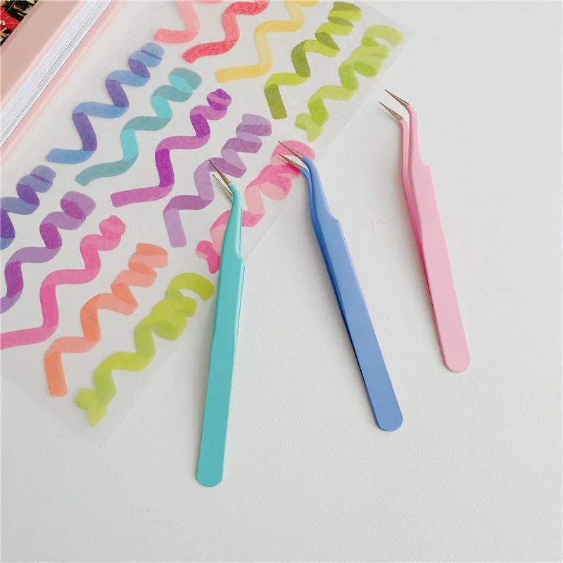 Macaron Color Stainless Steel Tweezers for DIY Scrpabooking Tape Stickers Tool Practical Portable Made Up Stationery | Канцтовары для