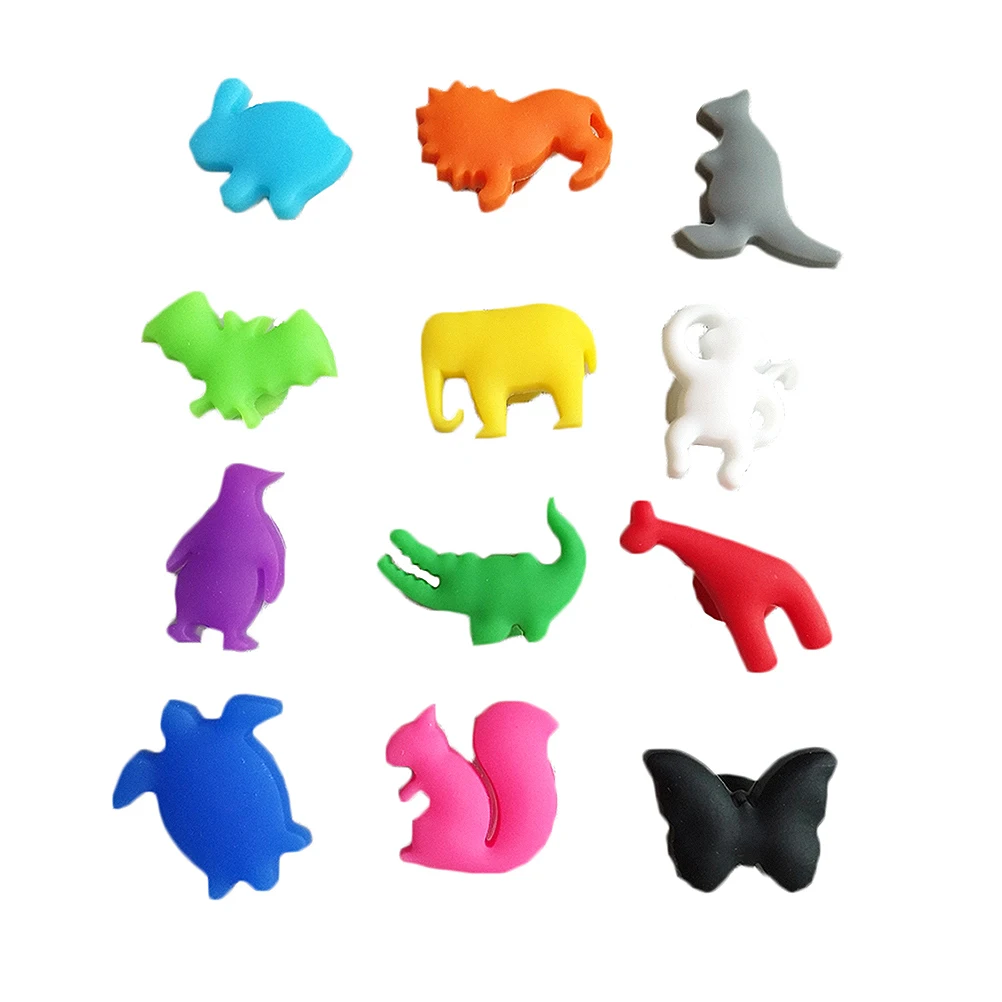 24pcs Silicone Markers Reusable Sea Animals and Land Animals Drink Charms Wine Identifier for Cocktails Drinking Cup Sign A50