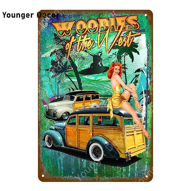 Винтажный постер Pin Up Girl с автомобилем автобусом грузовиком поездом сексуальные