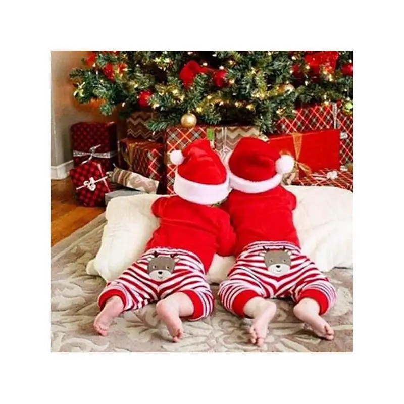 Рождественский комплект одежды для малышей; комбинезон для младенцев; Штаны для новорожденных; комбинезон с длинными рукавами и Санта-Клаусом; штаны; рождественские пижамы; костюм для младенцев