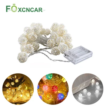 

20/40 LEDs Table Decorative Light Party Wedding Garden Garland Rattan Light String Christmas Fairy Rattan Balls Desk Night Light