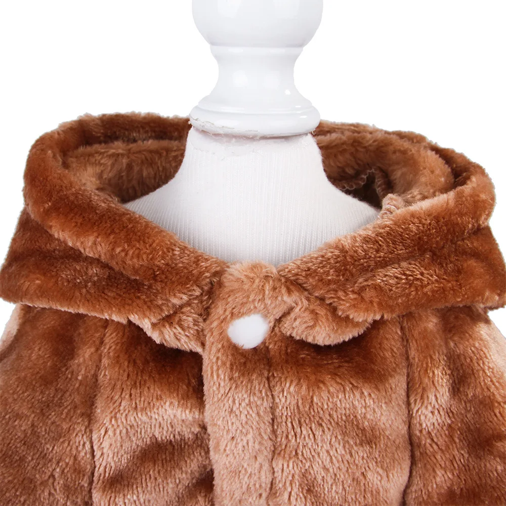 Pet Four-legs Cartoon Hoodies Autumn Winter Polar Fleece Thick Cats Dogs Clothes Brown Bear Cosplay Costume for Cats Small Dogs (10)