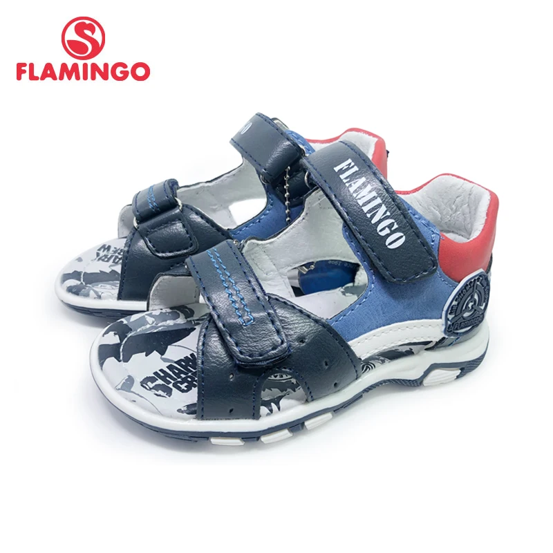 

FLAMINGO Brand Summer Children Shoes Leather Insole Closed Toe Outdoor Sandals for Kids Boy Size 22-27 FreeShipping 201S-DK-1818