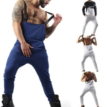 Модный мужской комбинезон, сплошной цвет, длинный комбинезон, модная мужская уличная одежда, повседневные мужские штаны на подтяжках, мужские брюки в стиле хип-хоп