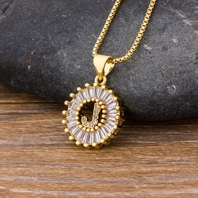 Sale Women Girls Initial Letter Necklace 26 Letters Charm Gold Name Necklace Pendant Top Quality Copper Zircon Jewelry Gift