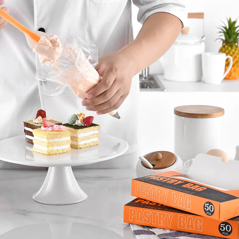 

50pcs Carton Transparent PE One-time Thickening Decorative Bag Cake Decorative Cookie Extrusion Baking Tools