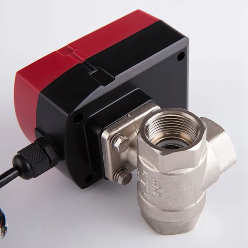 Микро-Трехходовой Электрический шаровой клапан L-Тип DN32 AC220V трехпроводной двух-Управление ручной-Встроенный электрический клапан