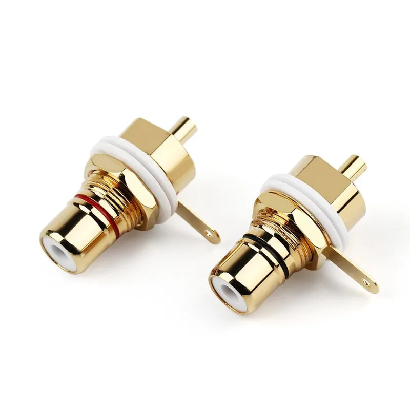 RCA Plug Connector Female Socket Connectors Chassis Panel Mount Adapters Audio Jack Speaker Plugs Black Red Gold Plated | Электроника