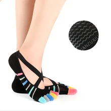 Носки-башмачки с пятью пальцами женские носки с пальцами пилатеса Нескользящие силиконовые носки для фитнеса и танцев бандажные Балетные Носки контрастных цветов Профессиональные
