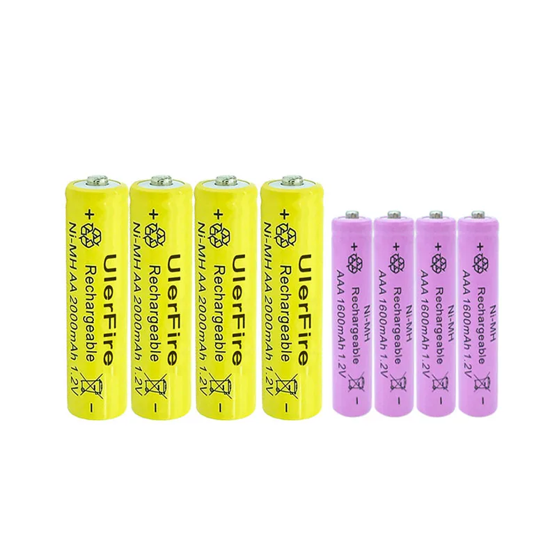 8pcsAA 2000mAh 2A 5 # aa 1 2 v Ni-MH аккумуляторные батареи + 8pcsAAA 7 #1600mAh 3A aaa #1 led torchToys |