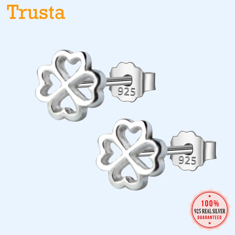 Trusta новые 925 пробы серебряные женские ювелирные изделия Модные крошечные 6 мм X 6 мм Цветок серьги гвоздики подарок для девочек Дети Леди DS100