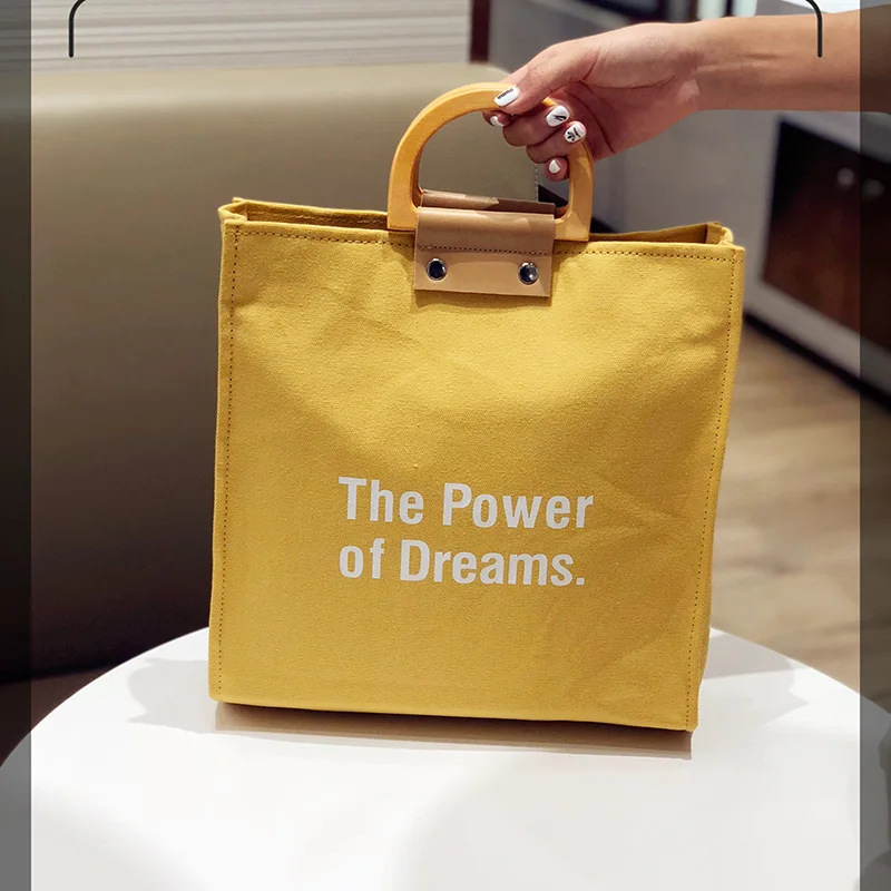 INS Literature And Art Shoulder Bag Lettered Single-shoulder Canvas Bag Women's New Style Canvas Bag Large Bag Handbag on B