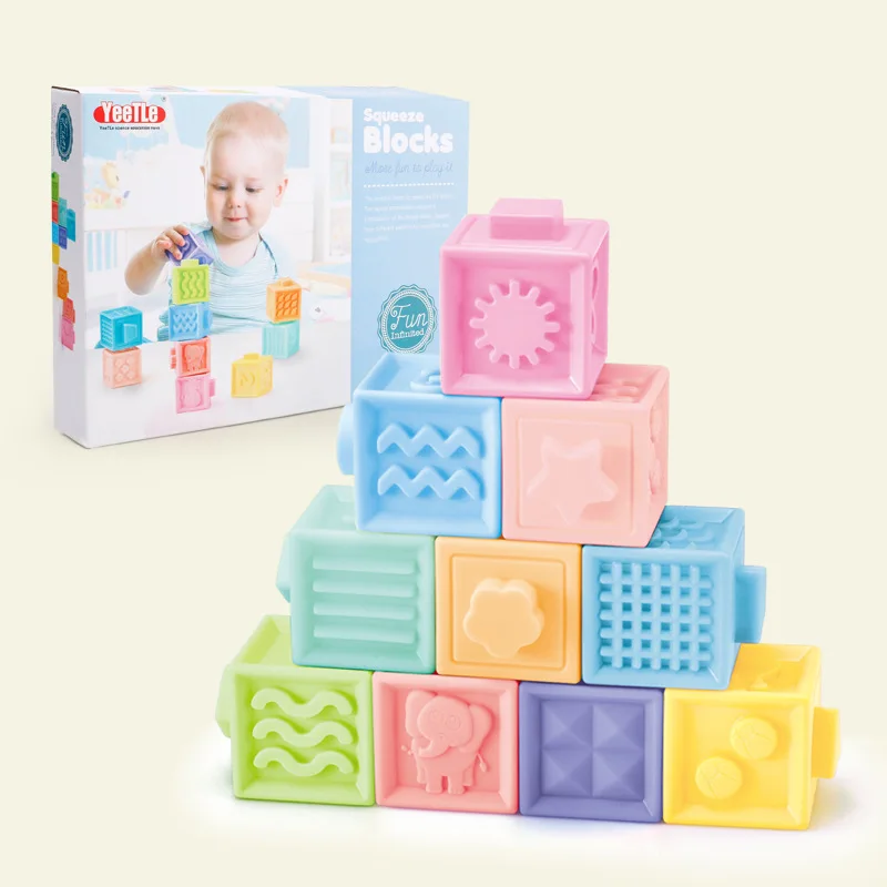 

Safe-Bite Educational Building Blocks of Flexible Glue 3D Relief Baby Teether Bath Cognitive Early Education Toy