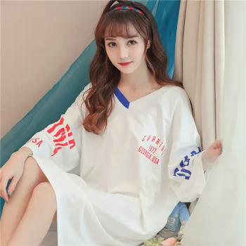 

Cute New Comfortable Nightdress Short Sleeve 100% Cotton Women's Nightdress Lounge Nightdress Girls Nightdress Casual Loose