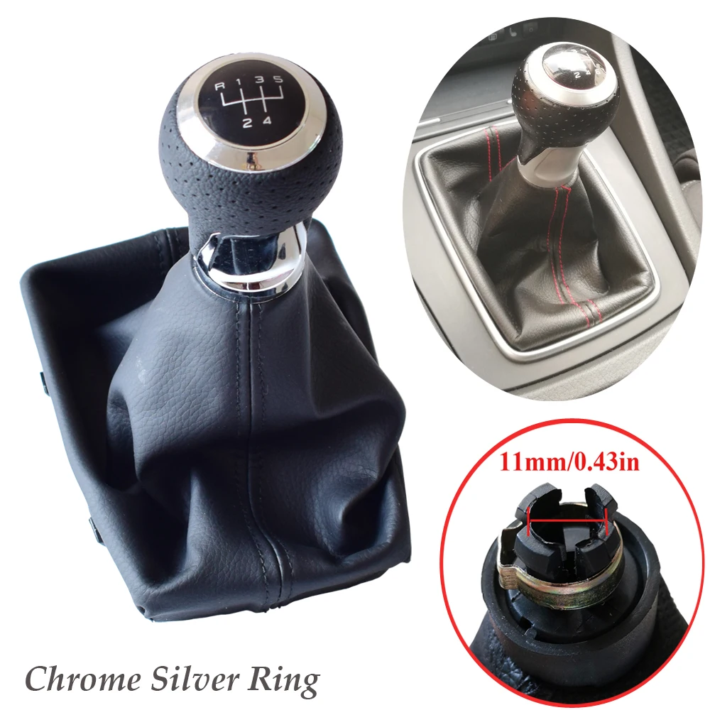 5/6 скорость серебряное кольцо матовый хром ручка переключения передач загрузки Gaitor для Audi A4(2001-2008) B6(2001-2005) A6 C5(2001) для сиденья Exeo 2011 - Название цвета: Chrome Silver 5 Boot