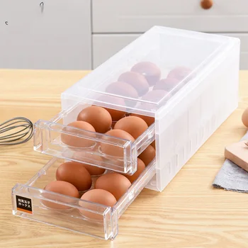 

Multi-function Refrigerator Storage Box Kitchen Tools Anti-collision Drawer-type Frozen Food Egg Tray Holder Home ContainerLA724