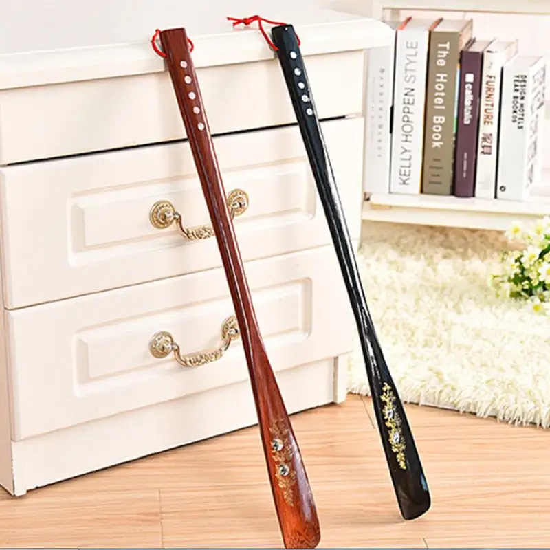 Length 55 cm Ultra Long Mahogany Craft Wenge Wooden Shoe Horn Professional Wooden Long Handle Shoe Horn Lifter Shoehorn