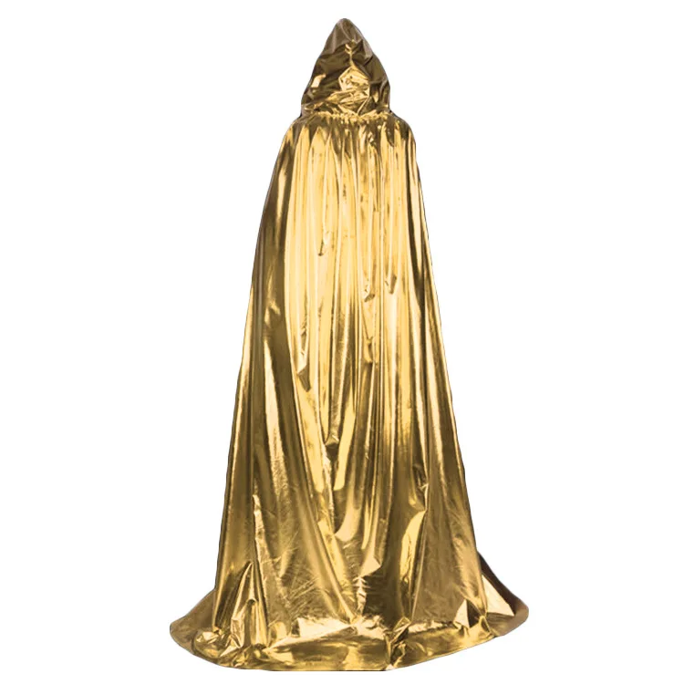 gold COLDKER капюшон с капюшоном 4 цвета средневековый плащ для мытья полов бог смерти костюм для тематической вечеринки Хэллоуин нарядное платье - Цвет: gold