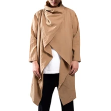 Мужской Тренч, ветровка, хлопок, длинный рукав, шарф, воротник, хип-хоп куртка, пальто, Мужской плащ, верхняя одежда в стиле панк, уличная одежда DA067