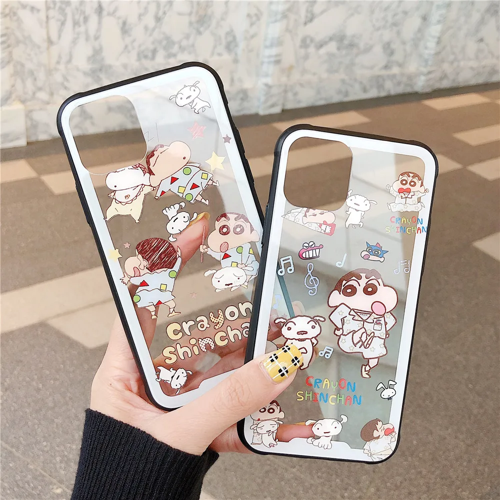Супер милый Crayon Shin-chan чехол из закаленного стекла для телефона для iphone 11 Pro Max 6 6splus 7 8 plus X XR XS MAX аниме прозрачный чехол