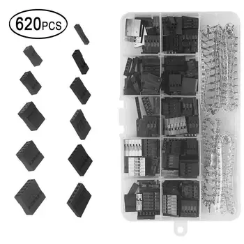 

620pcs 2.54mm Dupont Wire Jumper And Header Connector Housing Set Pin Bare Terminals Kit wire cable crimping kit