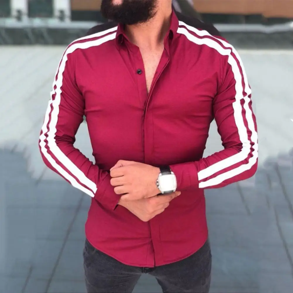 Office Shirt Long Sleeve Formal Slim Fit Male Autumn | Мужская одежда