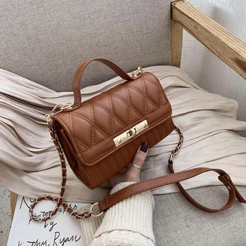 

2019 autumn and winter new fashion diamond embroidered shoulder bag chain Messenger small square bag