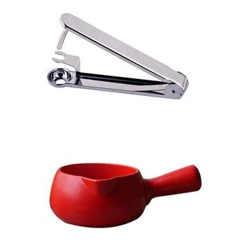 

Stainless Steel Hawthorn Jujube Cherry Walnut Corer & 500Ml Ceramic Warmer Milk Butter Mini Saucepan Cookware Pot