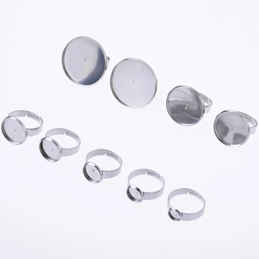

Stainless Steel 17mm Adjustable Ring Settings Blank Base fit 6/8/10/12/14/16/18/20/25mm round cabochons for gift 20pcs-102682