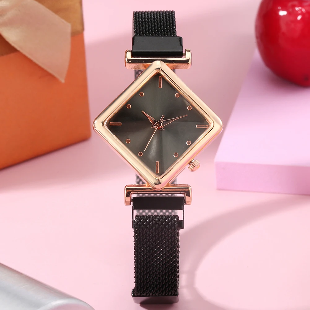 

Ladies Diamond Clock Luxury Women Watches Fashion Mesh Bracelet Magnetic Attraction Female Quartz Wristwatches Zegarek Damski