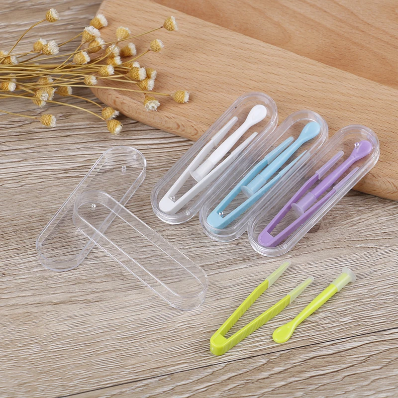 

2 Set Portable Contact Lens Inserted Remover Eyes Care Contacts Silicone Tweezers Suction Holder Stick Tool Random Color