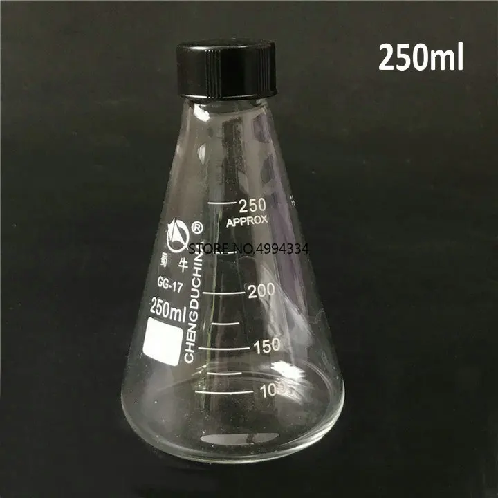 Стеклянная колба erlenmeyer коническая с крышкой 1 шт./лот 50/100/150/250/500/1000 мл| |