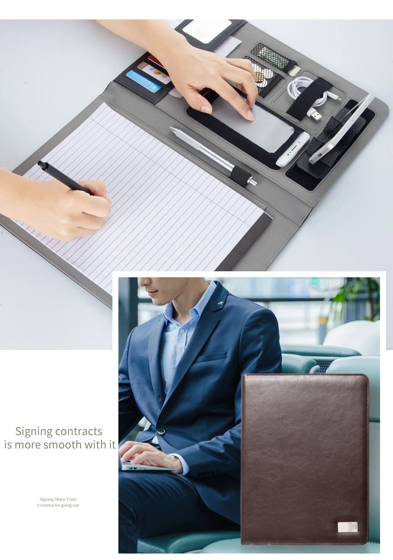 A4 Padfolio папка для документов Портфель искусственная кожа бизнес папка менеджер надпись индивидуальный логотип
