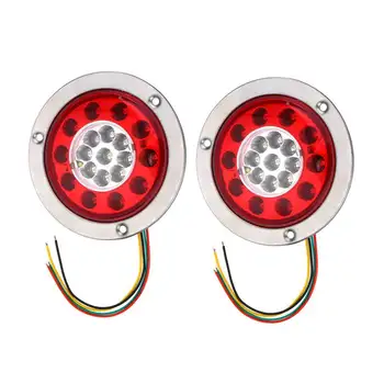 

2x Round Steel Ring Car Side LED Lamp Light 19 LED Truck Trailer Lorry Caravan Tail Turn Signal Stop Light Reverse Backup Light