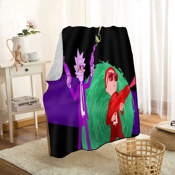 

Custom Rick And Morty Season Anime Throw Blanket Personalized Blankets On For The Sofa/Bed/Car Portable 3D Blanket For Kid Home