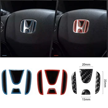 

Carbon Fiber Car Styling Steering Wheel Emblem Sticker Auto Decoration for Honda Civic Accord Fit Jazz City CRV HRV Odyssey Jade