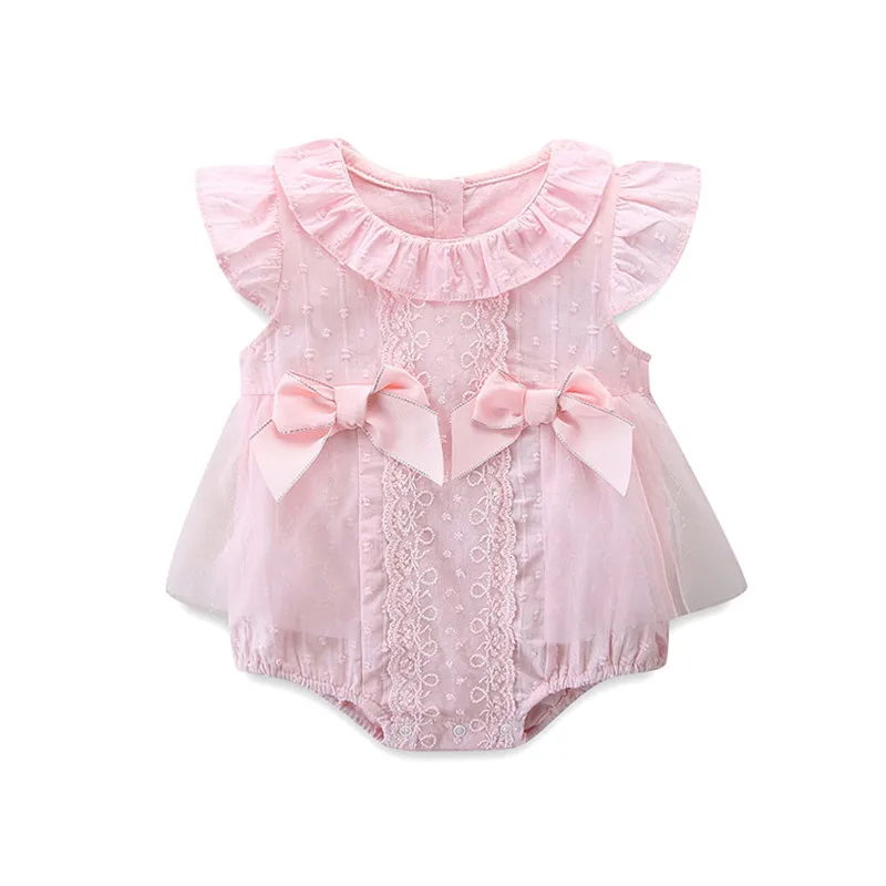 Newborn Summer Baby Bodysuit Embroidery Lace Infant Baby Girl Bodysuit