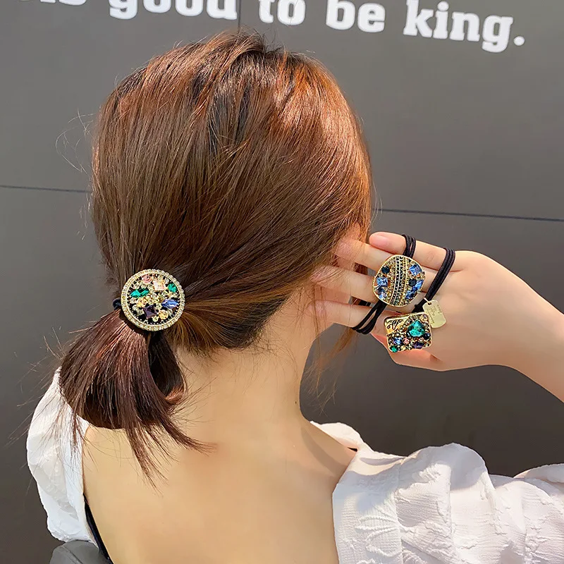 Fashion Rhinestone Hair Bands Hair Scrunchies Women Elastic Hair Bands Ties Rope Bands Ponytail Bands Hair Accessories