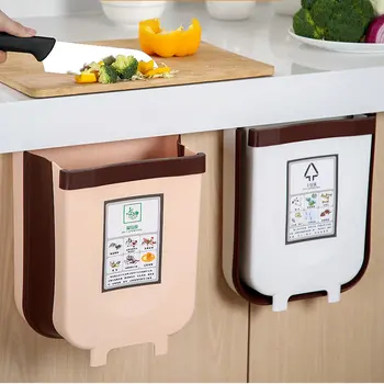 

Kitchen Trash Can Hanging Type Foldable Household Cabinet Door Wall Hanging Kitchen Waste Hanging Sink Storage Basket