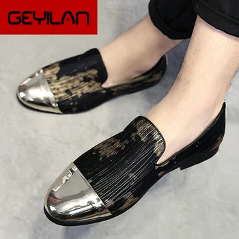 

Men's boat shoes social male shoe brand slip-on patchwork 2019 new formal shoes men leather large size 5.5-15 superstar